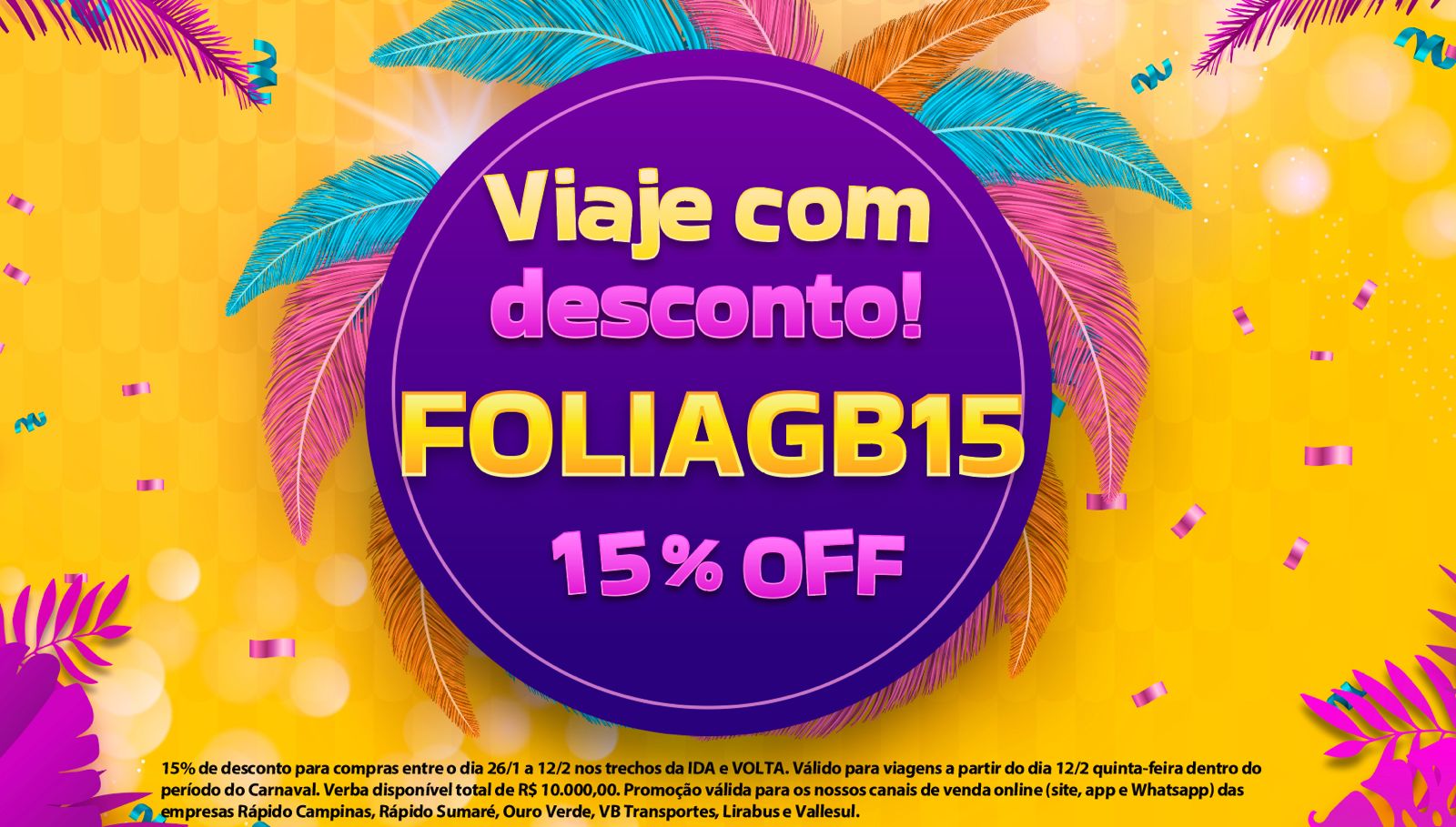 Grupo Belarmino lança desconto de 15% em passagens rodoviárias para o Carnaval 2026